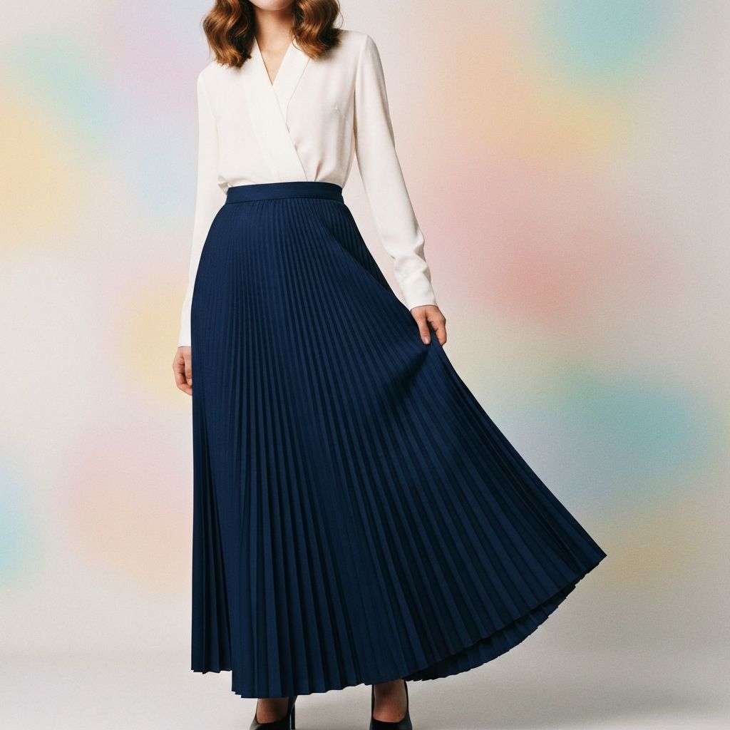 サテンプリーツロングスカート